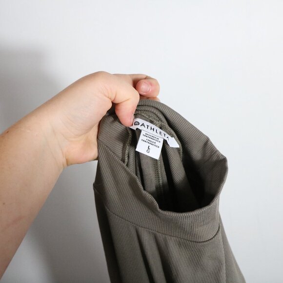 Athleta Signature Rib Mock Neck Dress Women Large Gray Stretch Modal Fitted Midi - Picture 4 of 8